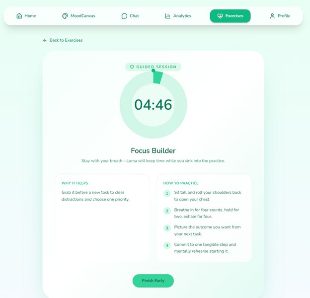 Guided Focus Builder exercise session